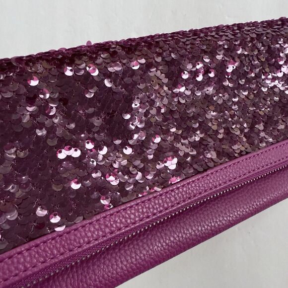 Foldover Clutch Purse Jewell by Thirty One Forever Crushed Berry Pebble Sequins - Picture 9 of 9